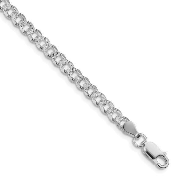 Sterling Silver Rhodium-plated 4.5mm Pav Curb Chain