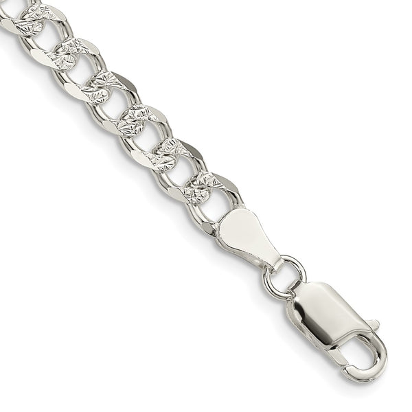 Sterling Silver 5.5mm Pav Curb Chain