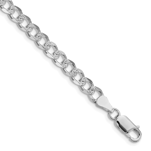 Sterling Silver Rhodium-plated 5.5mm Pav Curb Chain