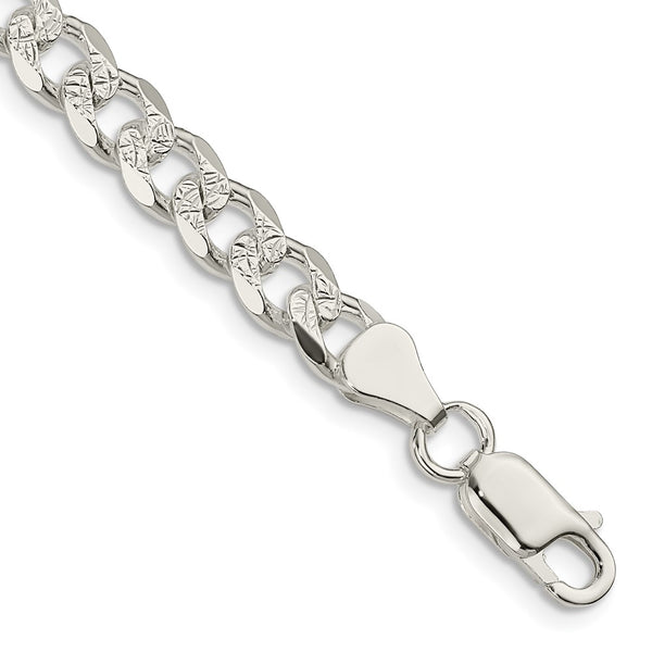 Sterling Silver 7mm Pave Curb Chain 7,8 and 9 Inches