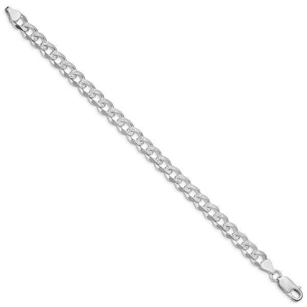 Sterling Silver Rhodium-plated 7.5mm Pav? Curb Chain - 7 inches