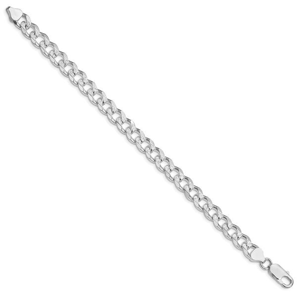 Sterling Silver Rhodium-plated 8.3mm Pav Curb Chain