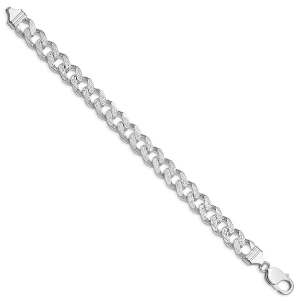 Sterling Silver Rhodium-plated 11.0mm Pav Curb Chain