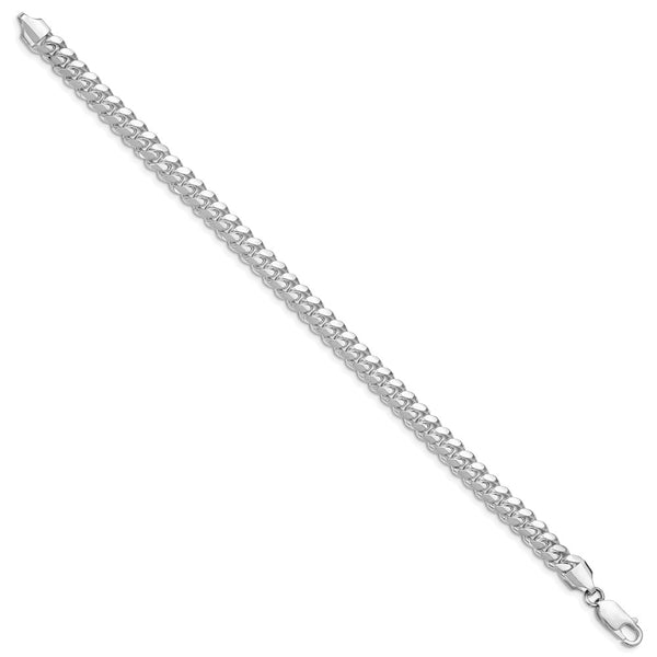 Sterling Silver Rhodium-plated 6.4mm Polished Domed Curb Chain