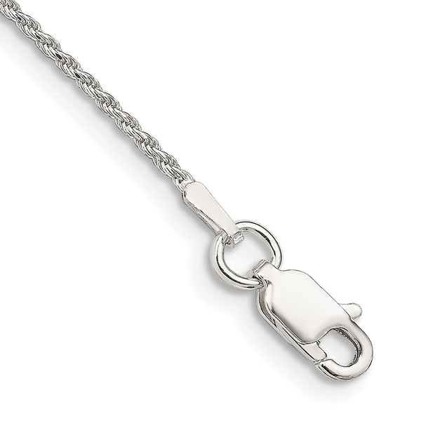 Sterling Silver 1.2mm Diamond-cut Rope Chain Anklet