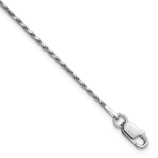 Sterling Silver Rhodium-plated 1.5mm Diamond-cut Rope Chain
