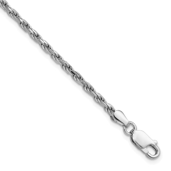 Sterling Silver Rhodium-plated 2.5mm Diamond-cut Rope Chain