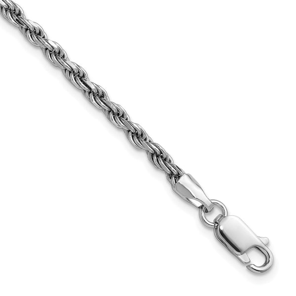 Sterling Silver Rhodium-plated 2.75mm Diamond-cut Rope Chain