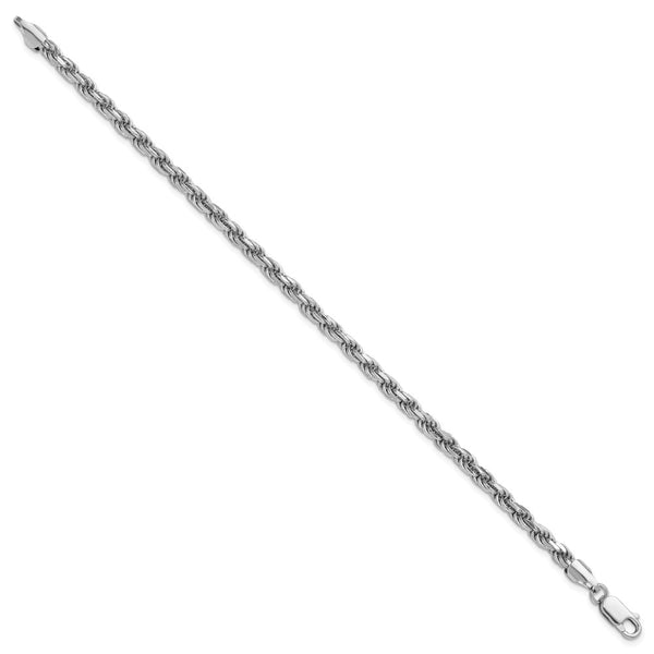 Sterling Silver Rhodium-plated 3.75mm Diamond-cut Rope Chain