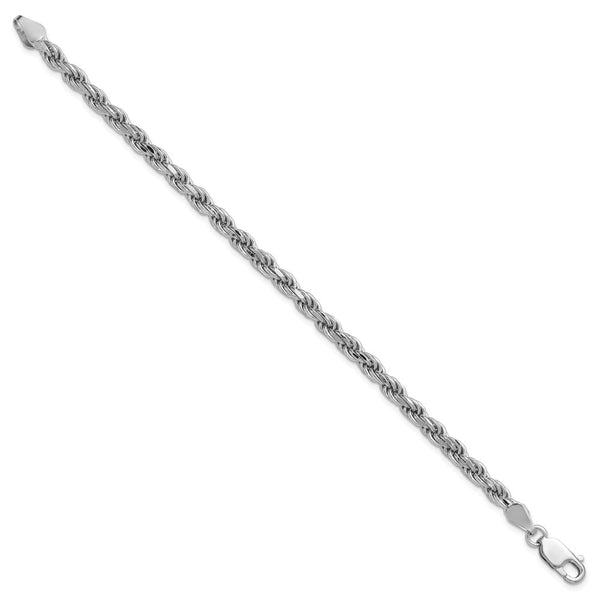 Sterling Silver Rhodium-plated 4.25mm Diamond-cut Rope Chain