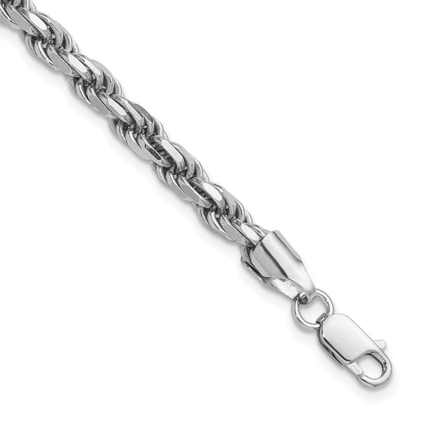 Sterling Silver Rhodium-plated 5.75mm Diamond-cut Rope Chain 8 Inches