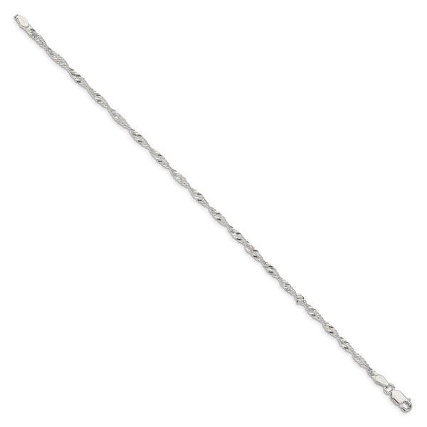Sterling Silver 2.25mm Singapore Chain - 8 inches