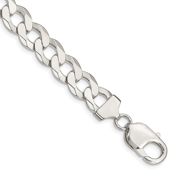 Sterling Silver 9.75mm Flat Curb Chain 8, 9 and 10 Inches