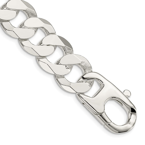 Sterling Silver 16mm Flat Curb Chain - 9 inches