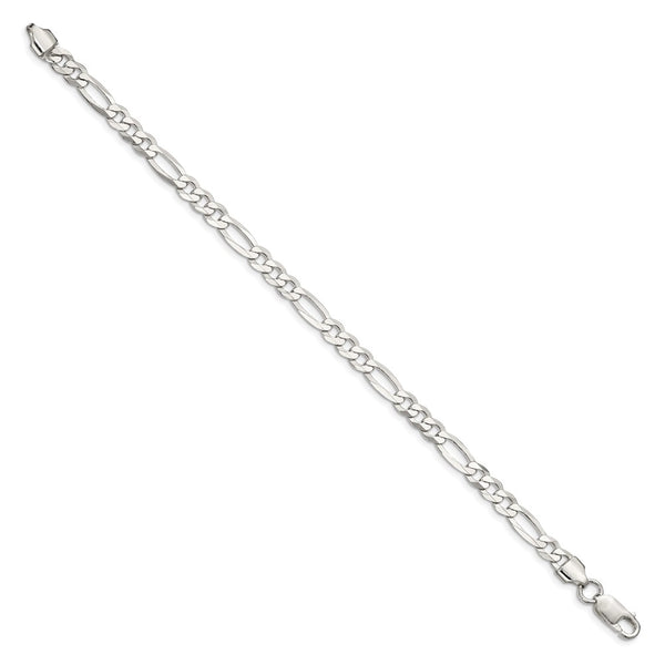 Sterling Silver 5.5mm Lightweight Flat Figaro Chain - 7 inches