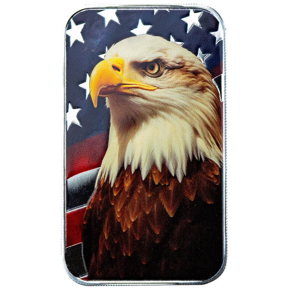 Americana | Patriotic Bald Eagle 1 oz Silver Colorized Bar
