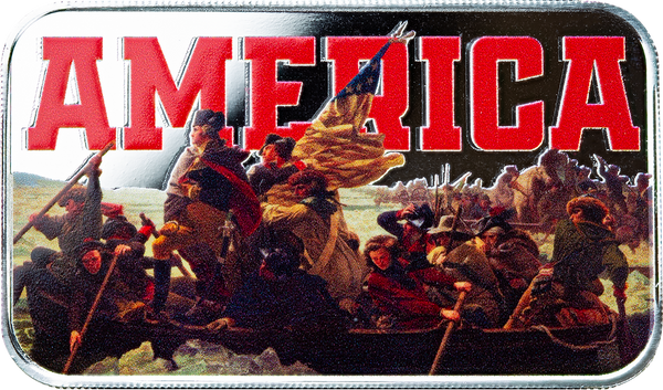 Americana | America Crossing the Delaware 1 oz Silver Colorized Bar