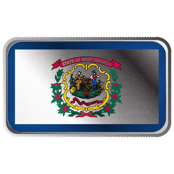 West Virginia State Flag 1 oz Silver Color Bar