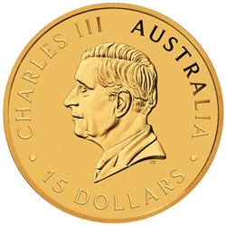 Australian $15 gold coin featuring King Charles III’s profile and the inscription “CHARLES III AUSTRALIA.