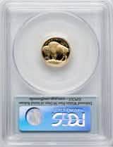 graded gold coin encapsulated in a transparent pcgs holder with authentication label visible at the bottom