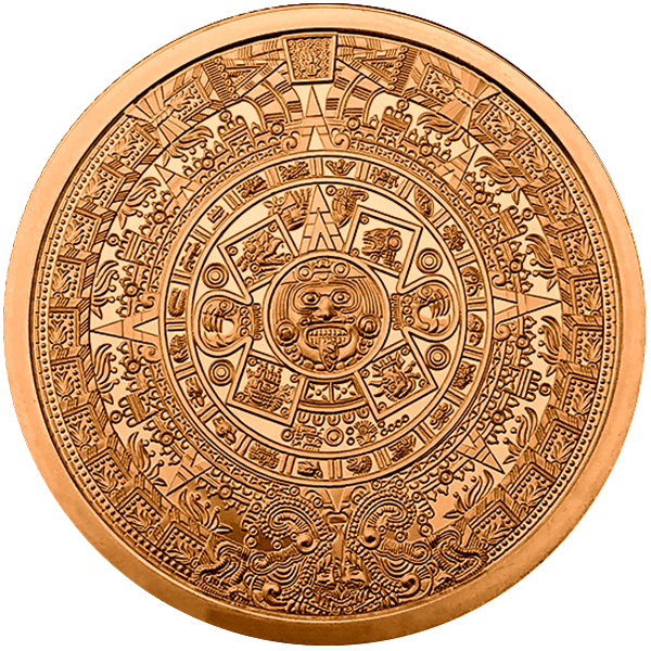 5 OZ COPPER ROUND AZTEC CALENDAR - Obverse
