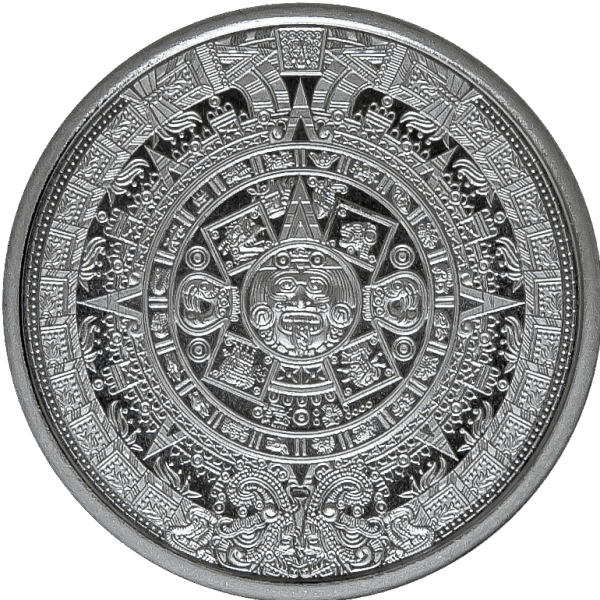 Golden State Mint 1/4 oz .999 fine silver round featuring detailed Aztec calendar design with intricate Sun Stone and ancient Mesoamerican symbols