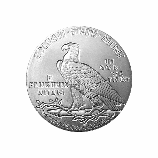 1/4 OZ SILVER ROUND INCUSE INDIAN DESIGN GOLDEN STATE MINT 2