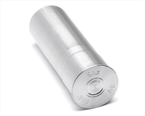 5 oz .999 fine silver bullet-shaped bullion, pure Ag collectible investment bar.