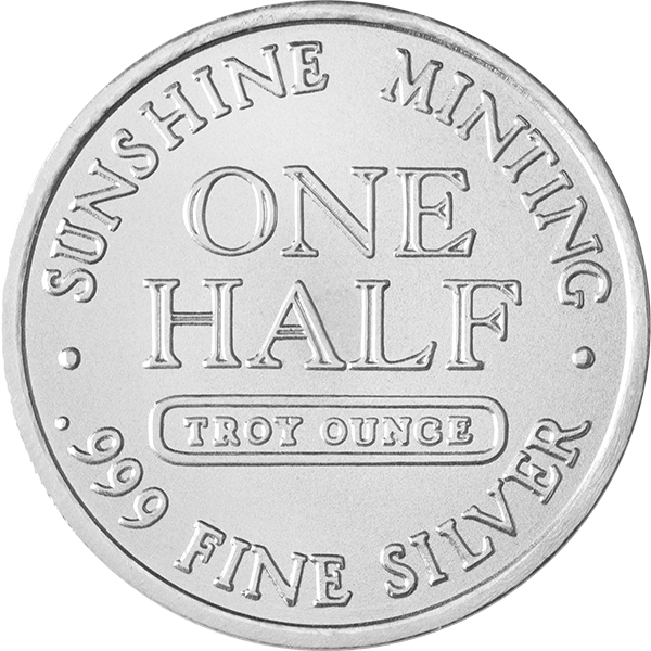 1/2 OZ SILVER ROUND SUNSHINE - Reverse