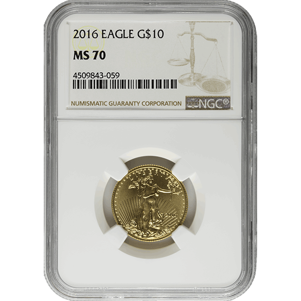 2016 american gold eagle coin graded ms 70 by ngc featuring lady liberty design securely sealed in certified holder with label and barcode