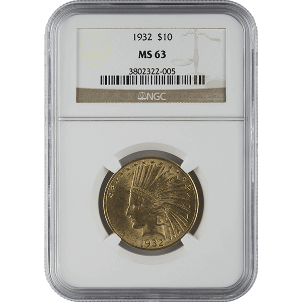 $10 U.S. GOLD INDIAN NGC63 - Obverse