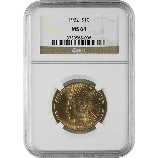 $10 U.S. GOLD INDIAN NGC64 - Obverse
