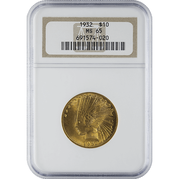 $10 U.S. GOLD INDIAN NGC65 - Obverse