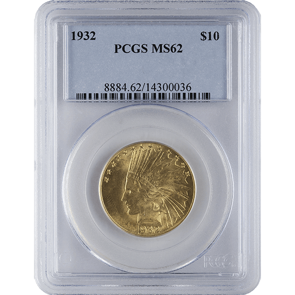 $10 U.S. GOLD INDIAN PCGS62 - Obverse