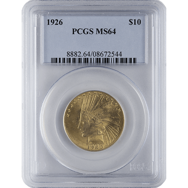 $10 U.S. GOLD INDIAN PCGS64 - Obverse