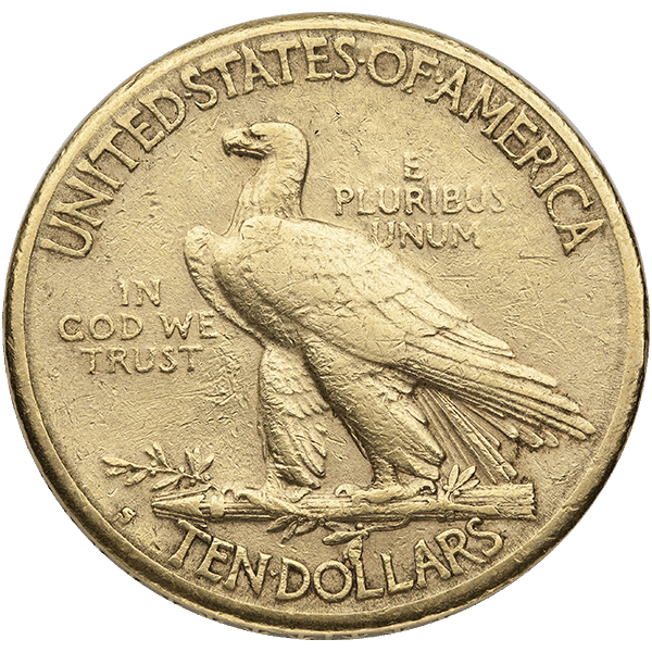 $10 U.S. GOLD INDIAN VF - Reverse