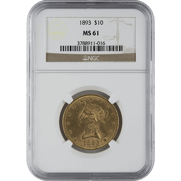 $10 U.S. GOLD LIBERTY NGC61 - Obverse