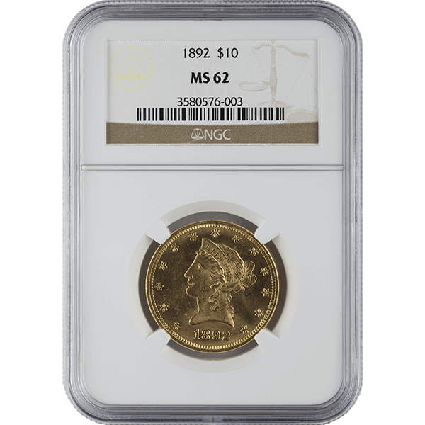 $10 U.S. GOLD LIBERTY NGC62 - Obverse