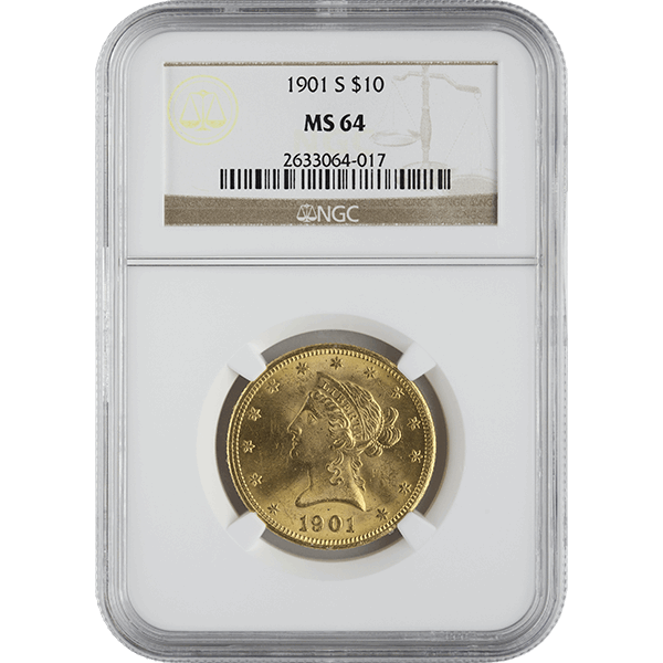 $10 U.S. GOLD LIBERTY NGC64 - Obverse