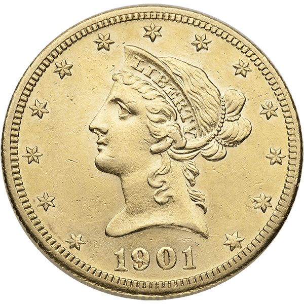 $10 U.S. GOLD LIBERTY XF - Obverse