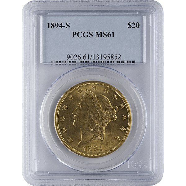 $20 U.S. GOLD LIBERTY PCGS61 - Obverse