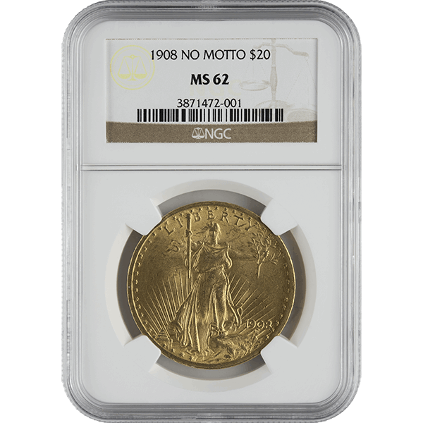$20 U.S. GOLD SAINT NGC 62 NO MOTTO - Obverse