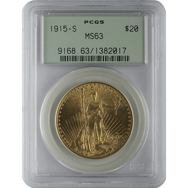 $20 U.S. GOLD SAINT PCGS63 - Obverse