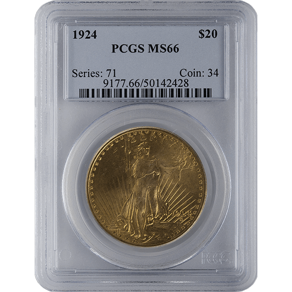 $20 U.S. GOLD SAINT PCGS66 - Obverse