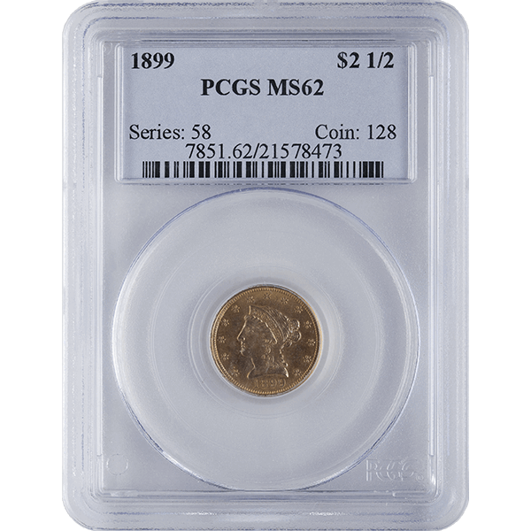 $2 1/2 LIBERY PCGS MS-62 - Obverse