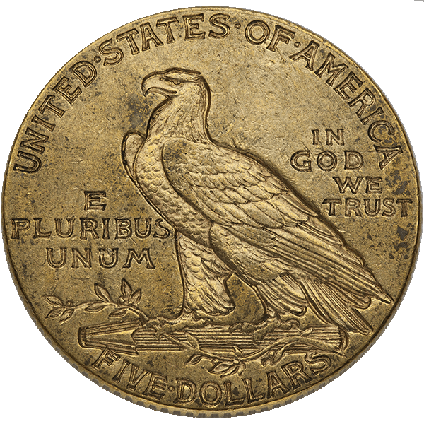 $5 U.S. GOLD INDIAN AU - Reverse