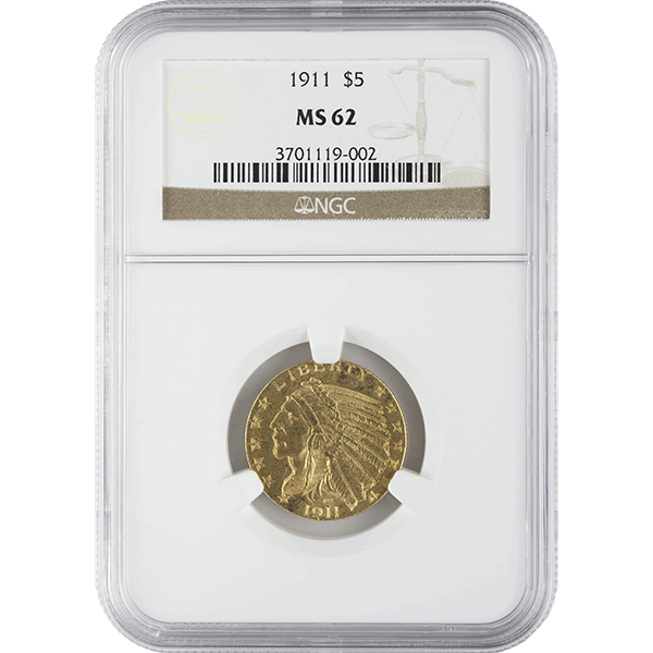 $5 U.S. GOLD INDIAN NGC62 - Obverse