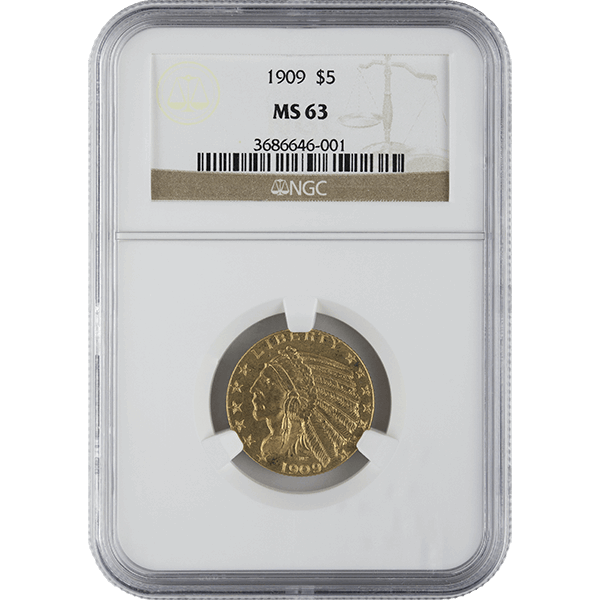 $5 U.S. GOLD INDIAN NGC63 - Obverse