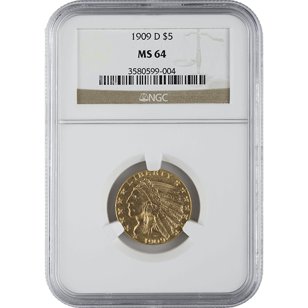 $5 U.S. GOLD INDIAN NGC64 - Obverse