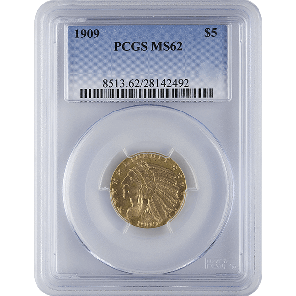 $5 U.S. GOLD INDIAN PCGS62 - Obverse
